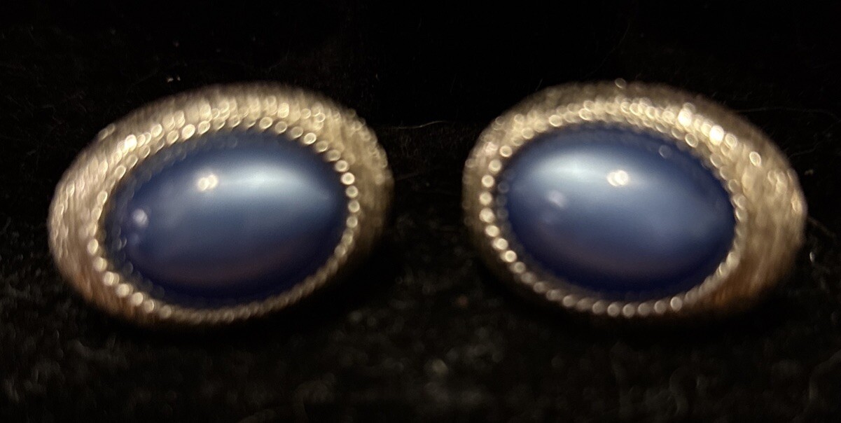 Boutons De Manchette En Argent Sterling Ruth Roach - Serti Moonstone - Style Moderniste Années 50 - Occasion Très Bon état
