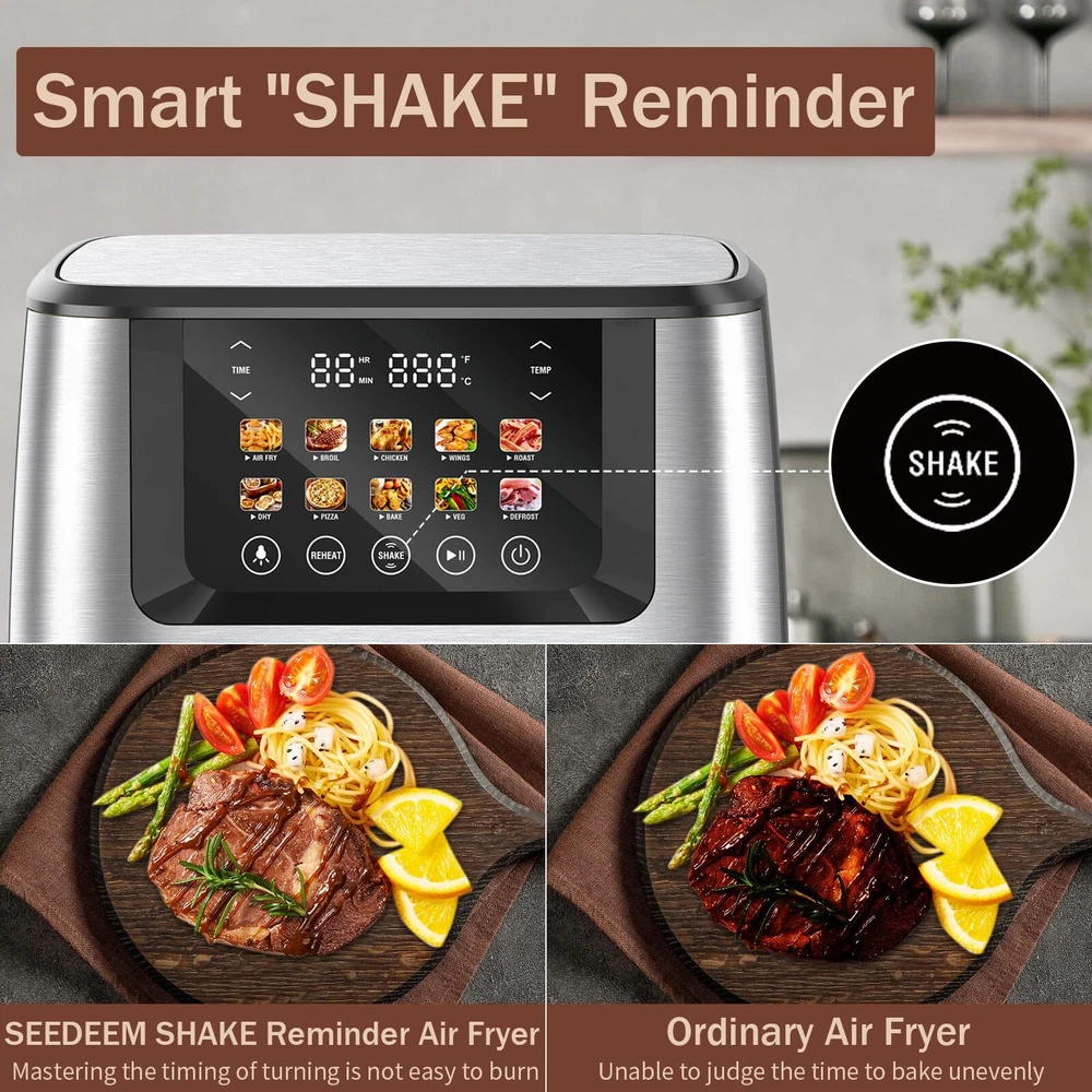 Air Fryer with LCD Touchscreen and ClearCook Window for Easy Monitoring Air Fryer with LCD Touchscreen and ClearCook Window for Easy Monitoring