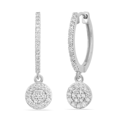 DEAL! 0.35 Carat Natural Round Diamonds Hoops Circle Drop Earrings in 10K Gold