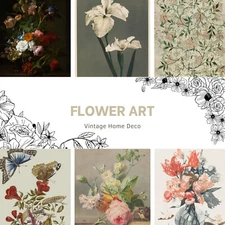 Vintage Flower Art Printable Wall Decor - Digital Download for Home Decor  