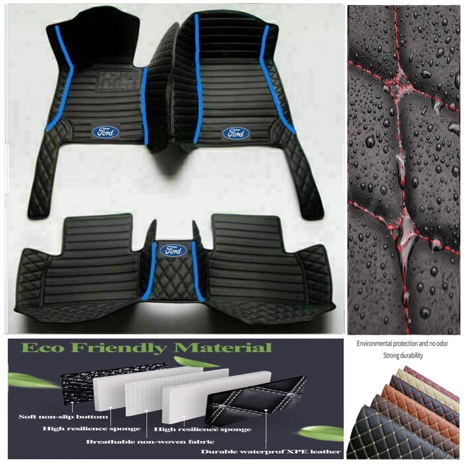 Passgenaue Fußmatten für Ford Auto Kofferraummatte Wasserdicht Custom PU-Leder