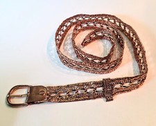 Rare Vintage Patrizia Pepe Rose Gold Metal Belt 46 1/4" Long Adjustable ITALY