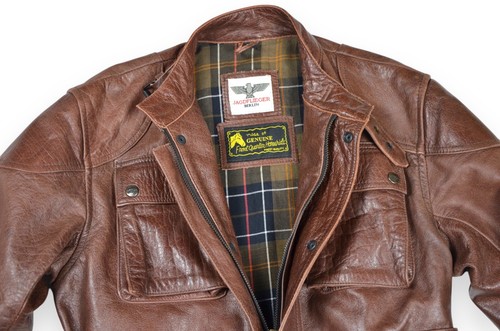 Men's Noble House ULM Jacket Jagdflieger Berlin Leather Belted Brown Size M - Picture 4 of 17