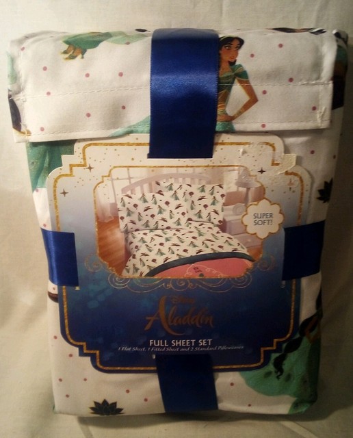 Disney Aladdin Princess Jasmine Full Size Sheet Set Bedding Super Soft
