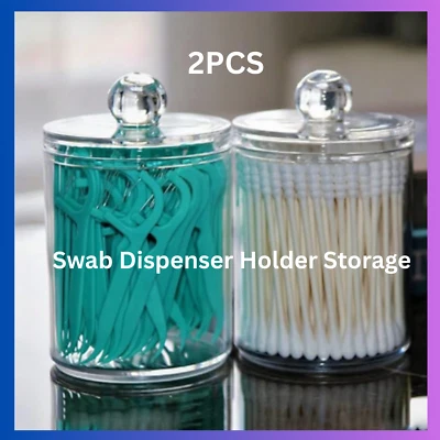 Clear Acrylic Cotton Pad Ear Bud Swab Dispenser Holder Storage Jar Organizer Box
