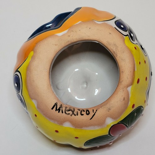 Talavera Mexican Art Pottery Jack-o-Lantern Candle Votive Holder Halloween - Picture 6 of 8