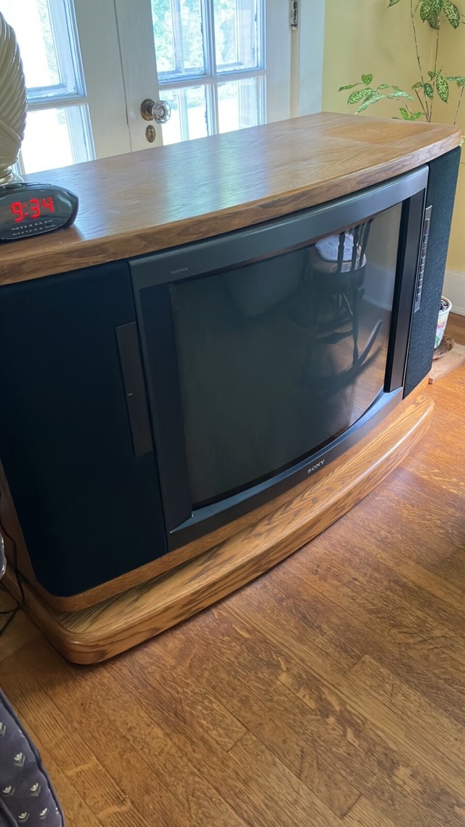 sony trinitron in wooden base with built in speakers kv-32cx10 | eBay
