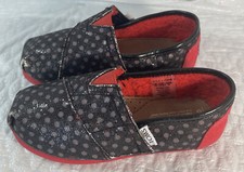 Toms Classic Black Polkadot / Red Infant Toddler Loafer Shoes Size T 10