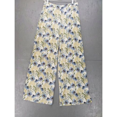 NWT En Saison Floral Wide Leg Pants Palazzo Botanical Print High Rise Sz L