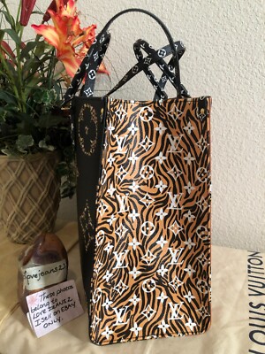 NEW Louis Vuitton OnTheGo GM Jungle Print Tote Black & Caramel On The Go