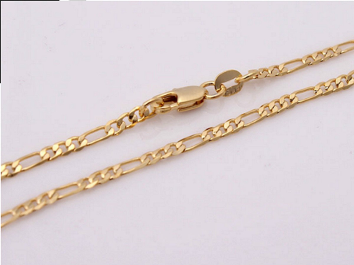18k Gold Plated 18kgp stamped 2mm fine Figaro Chain necklace pendant 16-30