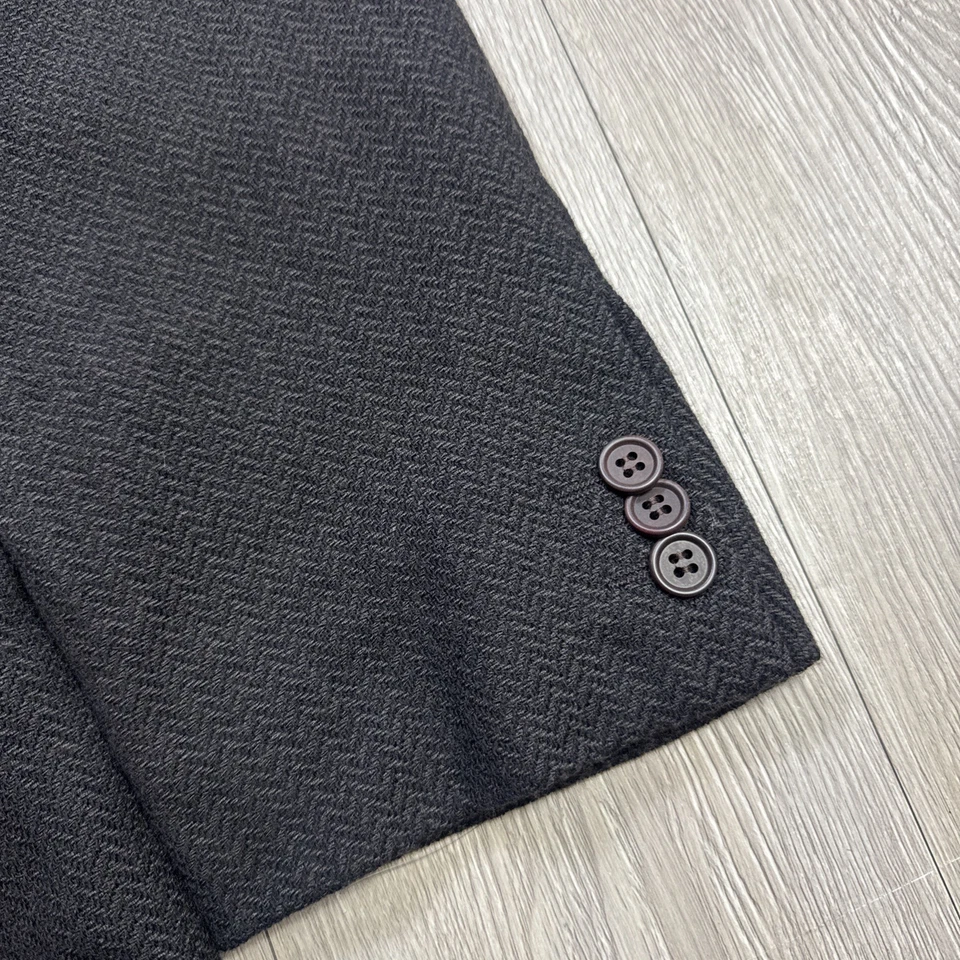 Abrigo Blazer Chaqueta De Colección Giorgio Armani Italia Para Hombre Deportivo Negro 46L Espiga Foto 3 de 4