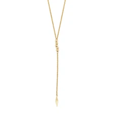 Finecraft 1.9mm Bead & Barrel Lariat Rope Chain Necklace in 10K Yellow Gold, 17"
