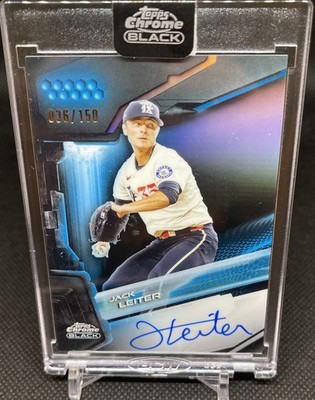 2026 Topps Chrome Black Jack Leiter Auto Blue Refractor 36 /150 Rangers  