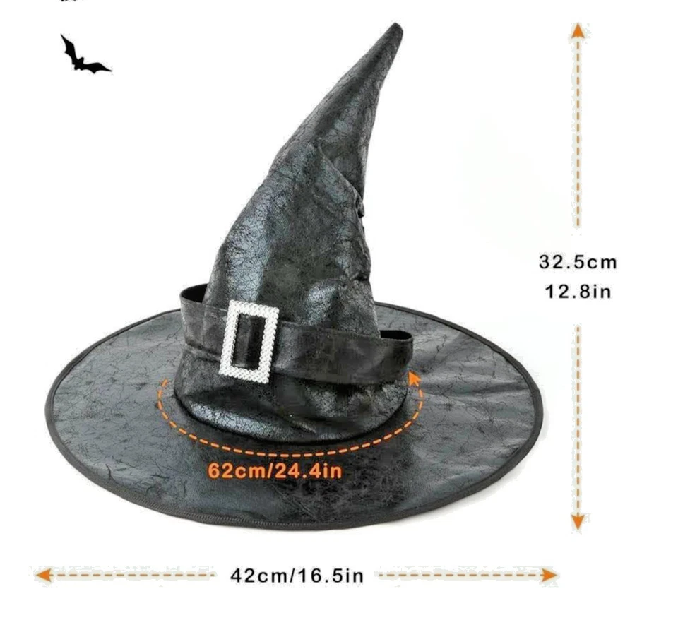 Srnede Bruja Sombrero Brujas Sombreros Halloween Mujeres Adulto Mago Hombres Disfraz Juegos con disfraces Foto 2 de 2