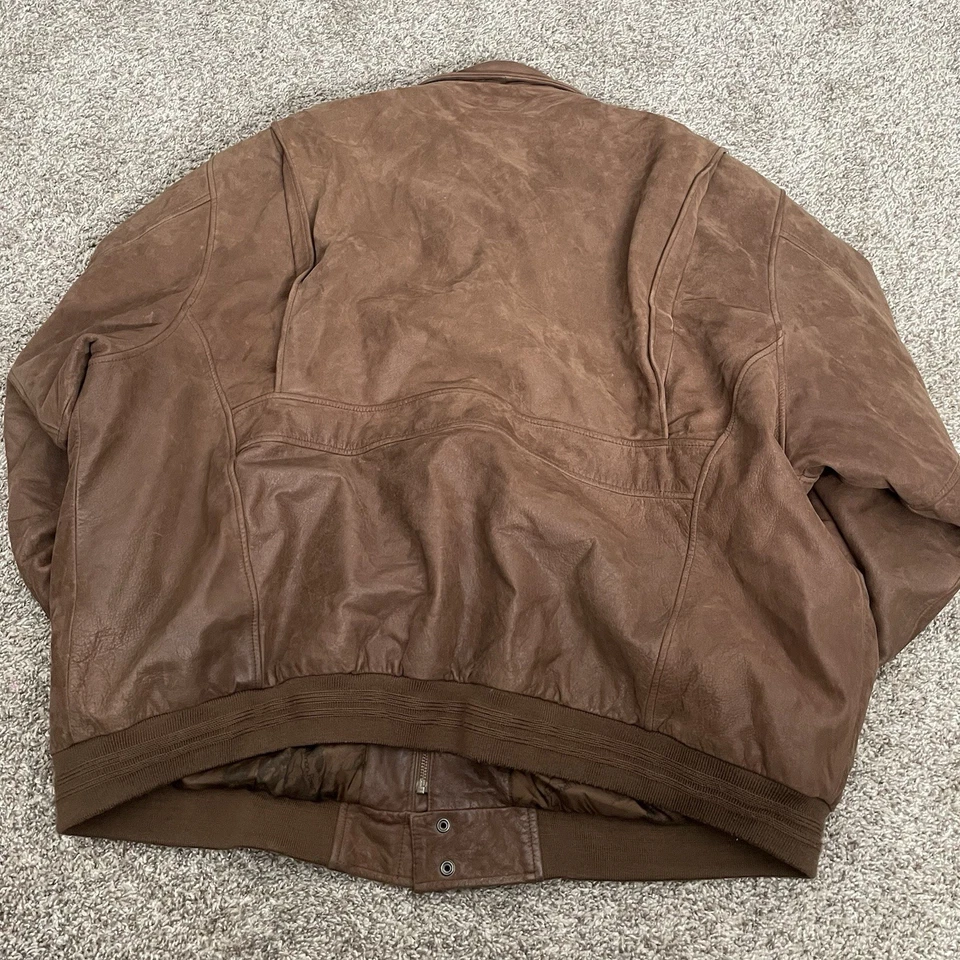 Roundtree & Yorke Suede Leather Jacket Mens 3XLT 3XL Tall Brown Pockets Zip Vtg - Image 3 of 4