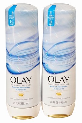 2 x Olay Indulgent Moisture Body Wash, Notes of Moonflower & Neroli Oil 20 oz Ea