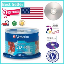 Customizable 50-pack Silver CD-R Discs - 700MB 80 Min Inkjet Printable
