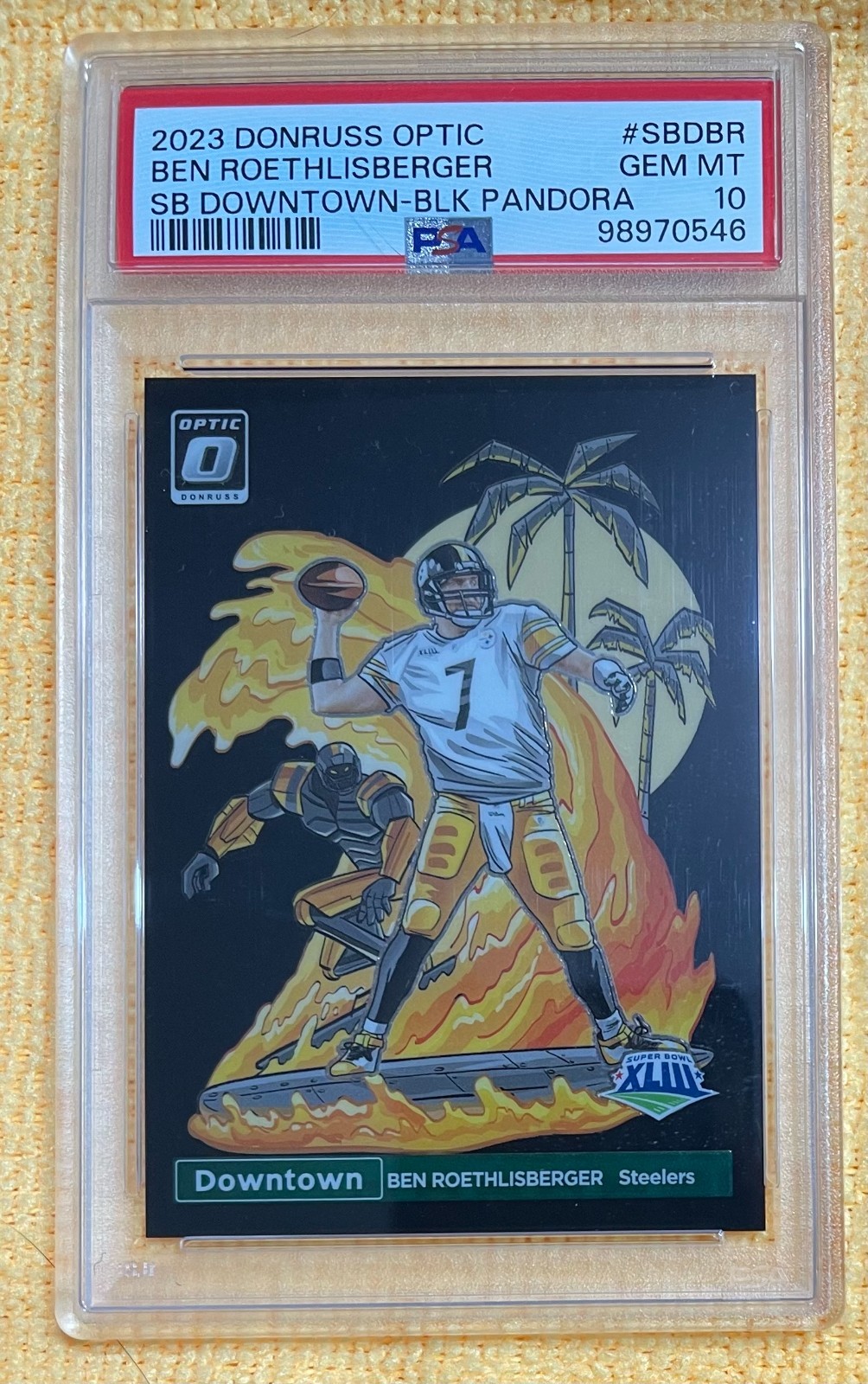 Ben Roethlisberger 2023 Optic Super Bowl Downtown Black Pandora /25 PSA 10