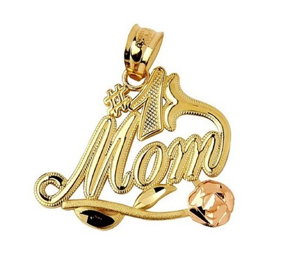 10k Two-Tone Yellow and Rose Gold Flower #1 Mom Bracelet Charm