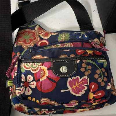 Lily Bloom Floral Multicolor Crossbody Bag Adjustable Strap Zipper Accents Women