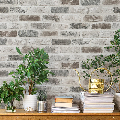 Papel tapiz adhesivo de ladrillo gris marron 3D removible para decoracion muro