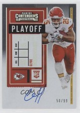 2020 Panini Contenders RPS Playoff Ticket 50/99 Clyde Edwards-Helaire Auto 12wz
