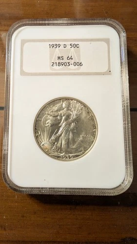1939-D Walking Liberty Half Dollar, NGC MS 64