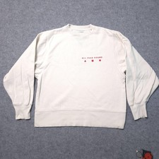 AYR All Year Round Sweatshirt Womens XS Off White Graphic Fleece Pullover Cotton