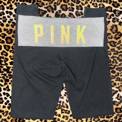 Victorias Secret VSPINK Yoga Pants Foldover Legging Black Gray Neon Bling Y2K XS