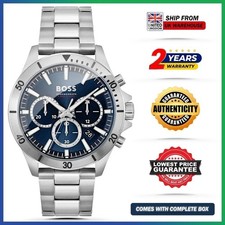 HUGO BOSS Troper HB1514069 Blue Dial Silver Steel Strap Chrono Mens Watch 45mm