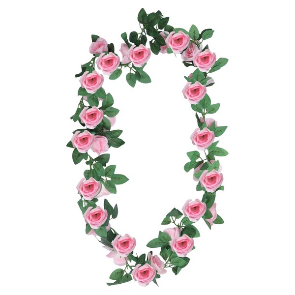 2Pcs KüNstliche Blumengirlande Deko Rosengirlande 220Cm KüNstliche Blumen Rosa-image