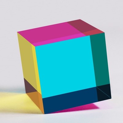YuanDian CMY Cube - Large, 80mm 3 Inches Colorful Acrylic Prism for Home Deco...