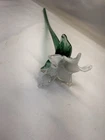 Vtg Murano Style Hand Blown Glass White Lily Flower Art Glass with Long Stem