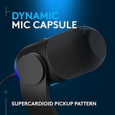 LOGITECH G YETI GX DYNAMIC RGB GAMING MICROPHONE, PODCAST MICROPHONE - BLACK