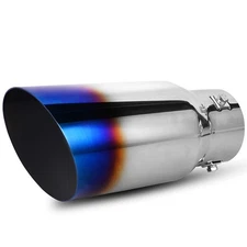 Exhaust Tip 1.5-2.5 Inch Inlet 4 Inch Outlet 9 Inch Long Blue Burnt Stainless