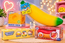 Squeeezy Toy Squishy LOT OF 4 - BUTTER, CHEESE, BANANA, HOTDOG 