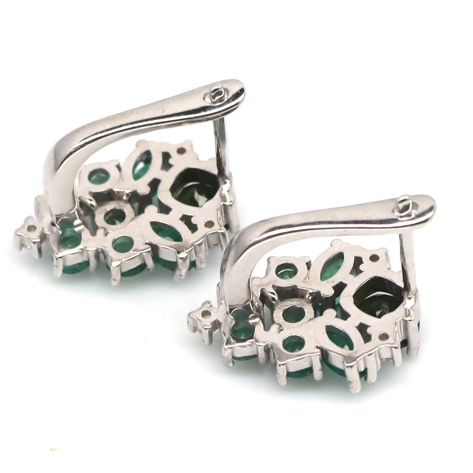 925 Silber 6 Mm. Grün Chrom Diopsid, Smaragd & Zirkonia Geburtsstein Ohrringe - Bild 3 von 4