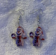 Disney Christmas Olaf Snowman Dangle Drop Earrings