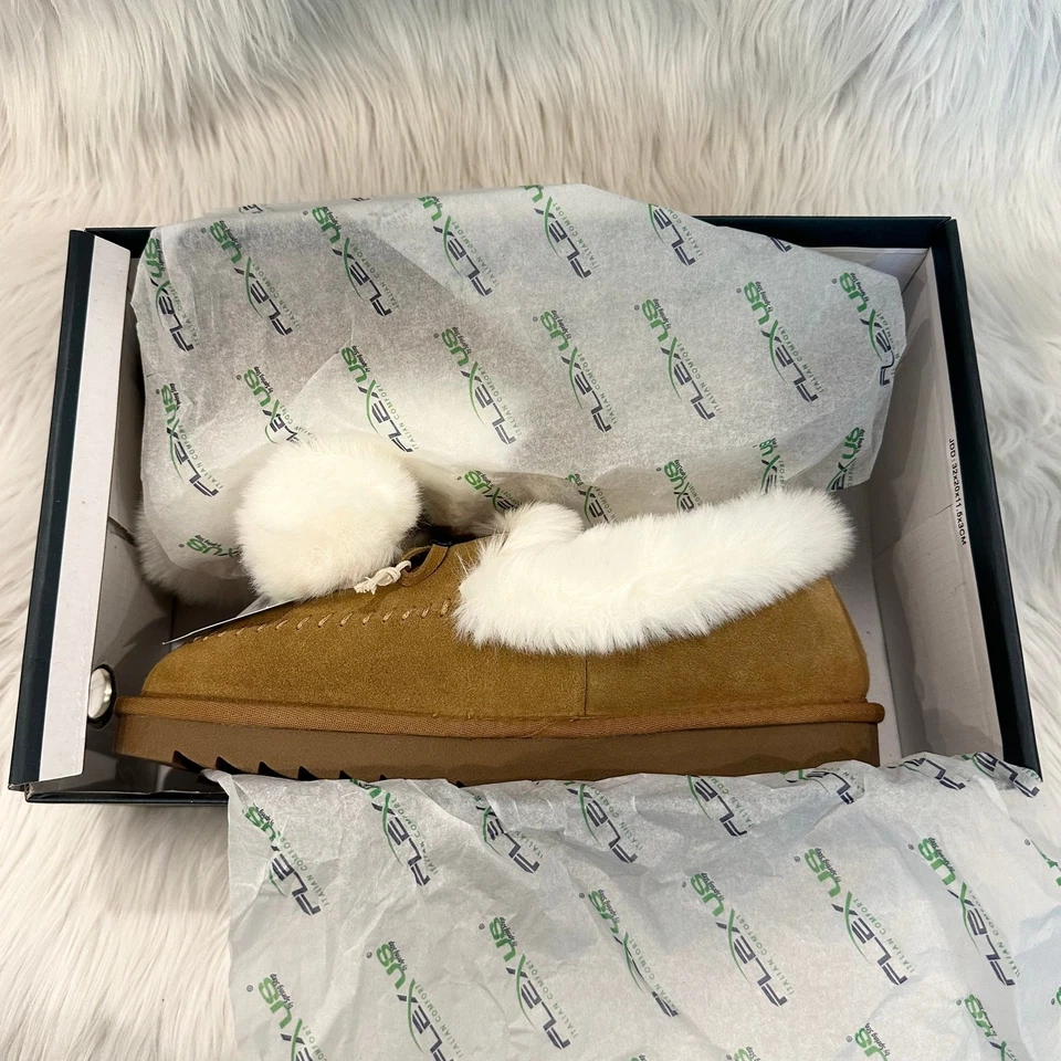 Flexus by Spring Step Cottontail Faux Fur Slippers Pom Pom Suede Slip-On, Size 9 - Image 4 of 4