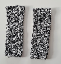 Warme Strick Bein Stulpen Handarbeit  schwarz-weiß meliert 20*7cm