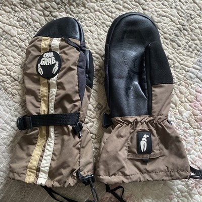 Mens Crab Grab Cinch Mittens M brown racer PrimaLoft DWR fleece lining