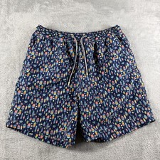 Peter Millar Swim Shorts Mens Medium Blue Nautical Buoy Trunks Lined Beach AOP