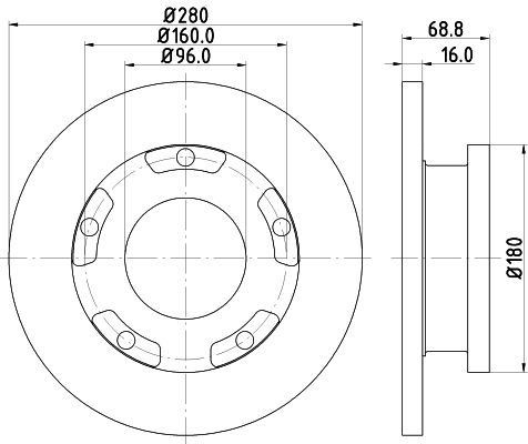 HELLA 8DD 355 113-811 BRAKE DISC Rear (SINGLE)