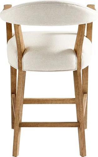Prater Bar Stool with Beige Wood and Upholstery - Picture 2 of 10