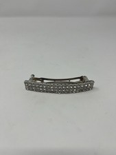 Vintage Prong Rhinestone Silver Tone Metal Sparkly Hair Accessory Clip Barrette