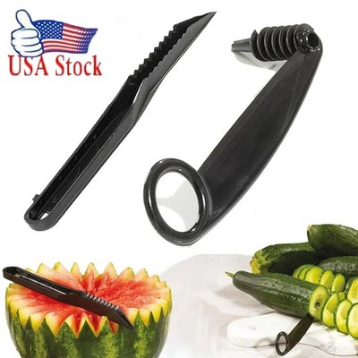 Kitchen Spiral and V-Shaped Tools,2in1 spiral Cutter and V-Shaped Fruit Knife OY