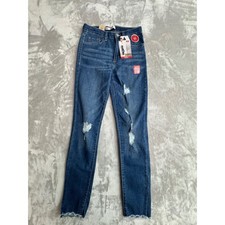 Levis 720 High Rise Super Skinny Jeans Girls 14 Reg Blue Distressed Raw Hem NEW