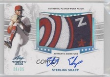 2019 Leaf Trinity Patch Auto Blue 26/35 Sterling Sharp #PA-SS2 Patch Auto nd3