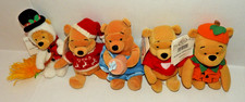 5 Disney Mini Bean Bag Winnie the Pooh Plush lot Pumpkin Sweater Snowman Holiday